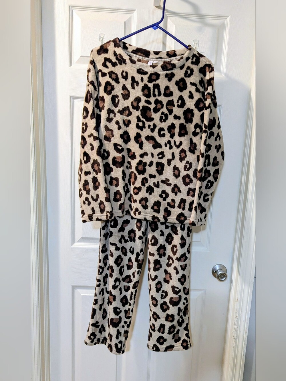 Leopard Print Womens Pajama Set - Beige, Black, and Brown